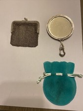 ANTIQUE 800 SILVER MESH COIN PURSE/Antique Detailed 800 Coin Silver Mirror