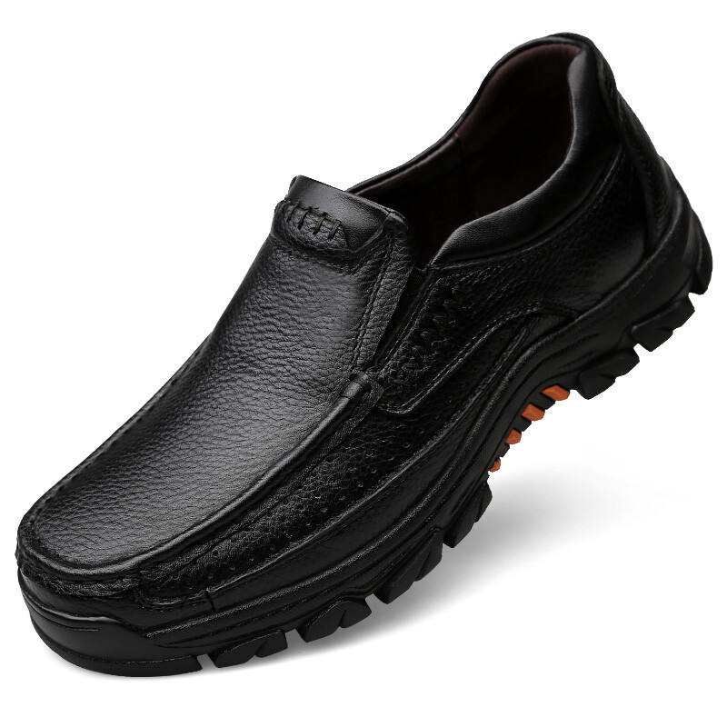 SALOMON Scarpe vera pelle uomo mocassini stivali morbidi scarpe casual nero marrone slip on