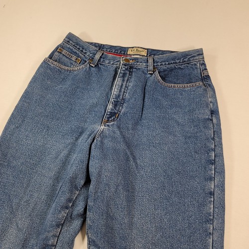 LL Bean Flannel Lined Jeans Womens 16 / 34 x 32 Blue Denim Relaxed Fit American - Picture 5 of 11