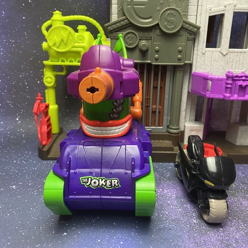 Imaginext DC Crime Alley Joker Bank Playset Tank Bat Bike Batman Harley Figures - 第 4/8 張圖片