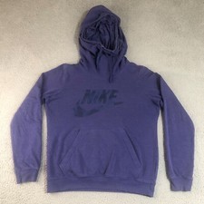 Nike Hoodie Womens Medium Purple Funnel Neck Pullover Logo Sweatshirt Sweater