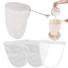 5 Pcs Premium Ultra Fine Mesh Strainer Bags with Stainless Steel Handle Reusa...