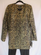 NWT Dana Buchman 4 / 6 100 Silk Black Gold Pant Suit Jacket Pants