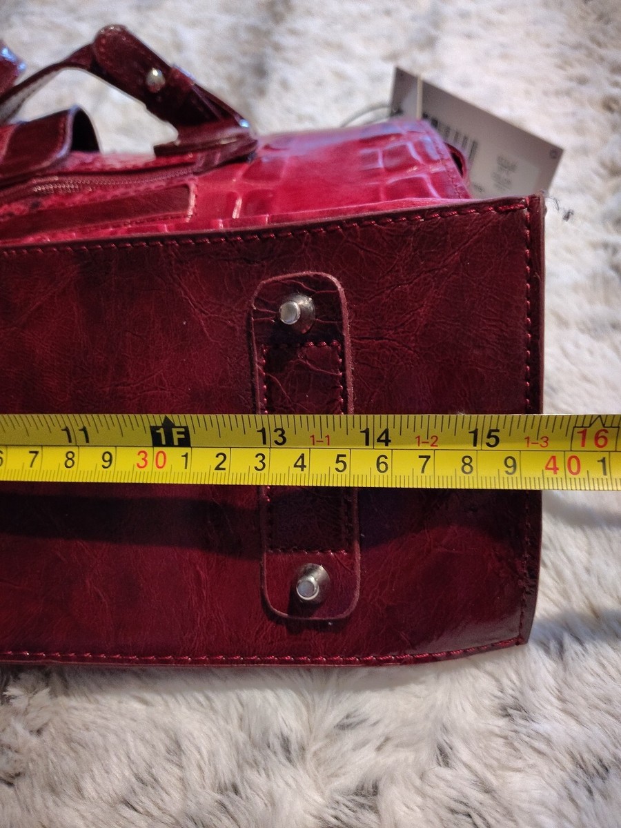 M.C. GENUINE LEATHER RED HANDBAG PURSE SHOULDER FAUX CROC SNAKE | eBay