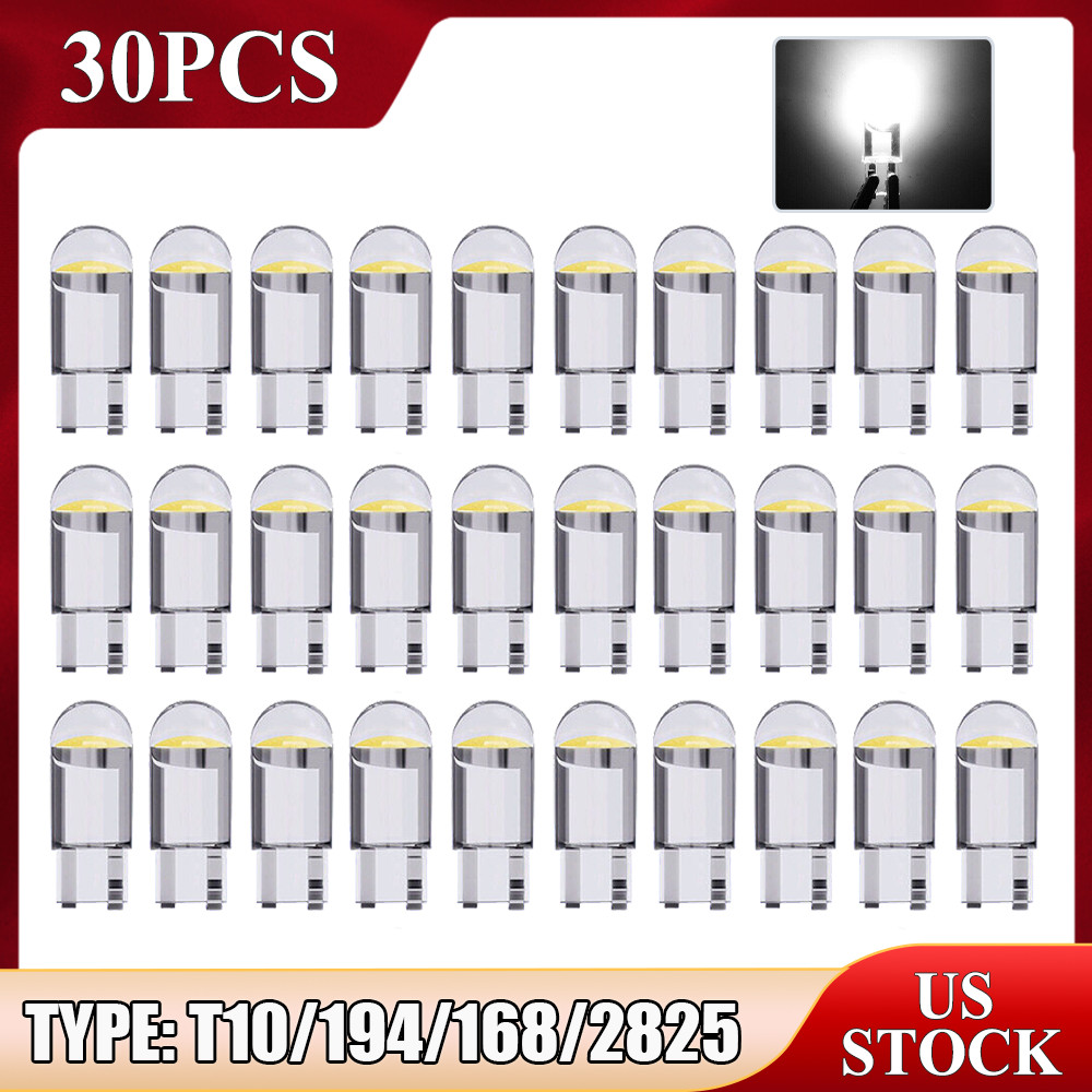 30x T10/194/168 White LED License Plate Interior Light Bulbs Super Bright 6500K