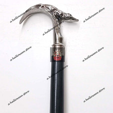 Vintage Brass Crocodile Handle Wooden Walking Stick Cane Antique Style Gift