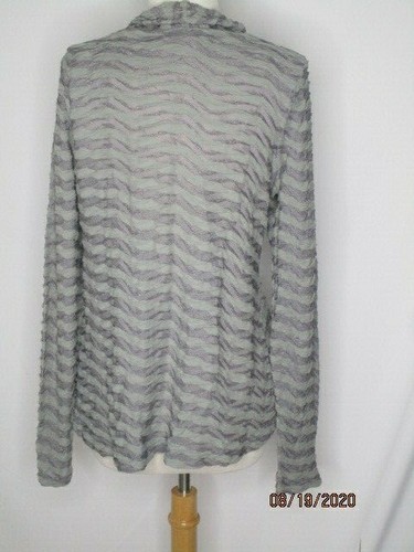 Cut Loose One Open Jacket M Green Gray Striped Rayon BLend Sheer Stripes - Picture 3 of 4