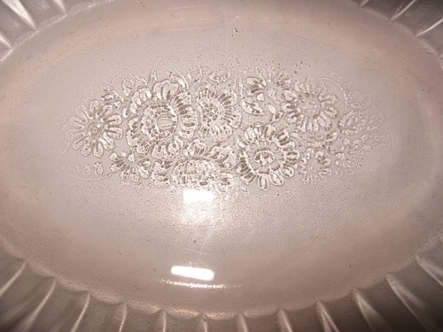 Rosa Depression Glas Servierschale Doppelgriff Wildblumen Vintage - Bild 7 von 7