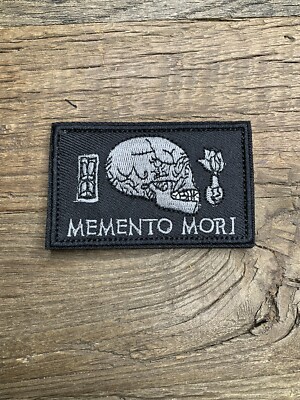 Embroidered Patch Hook Loop Cash Memento Mori Skull Death