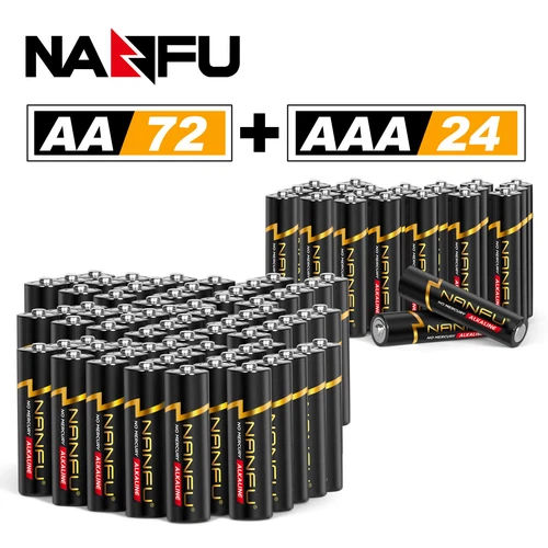 NANFU AA and AAA Batteries 96 Combo Pack, 1.5V Non-Rechargeable Batteries