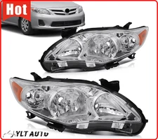 Chrome Headlight Pair For 2011 2012 2013 Toyota Corolla CE LE L Headlamp RH & LH