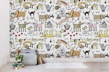3D Cartoon Animal Vector Wallpaper Wall Mural Removable Self-adhesive 199