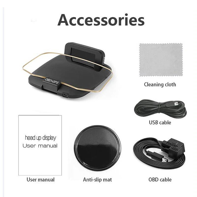 Coche HUD OBD2 OBD+GPS Navegación Head Up Display Proyección Sobrevelocidad Alarma KM/H Foto 2 de 4