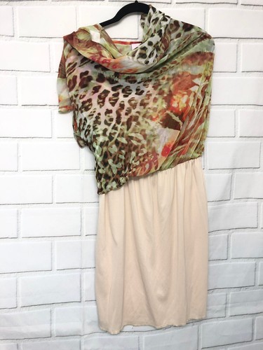 Romeo & Juliet Couture Orange Brown Green Semi Sheer Leopard Print Dress New - Picture 8 of 8