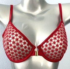 Victoria's Secret Bra New Luxe Lipstick Red Starburst Front Close Unlined 36