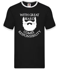 With Great Beard Responsibility - Mens Ringer - Beards Moustache Facial