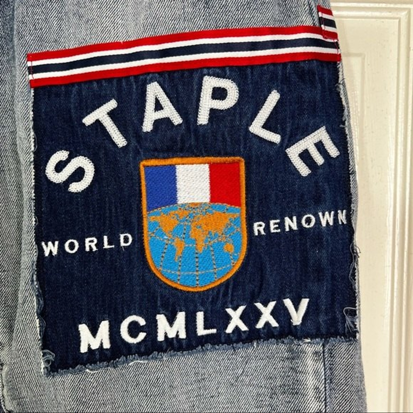 Staple Patchwork Slim Fit Buttonfly Denim Cut Off… - image 4