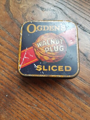 walnut plug tobacco Vintage Collectible Ogden's Walnut Plug Sliced Tobacco Tin - Empty - Great  Image