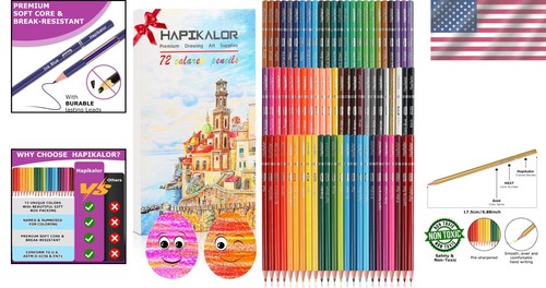 Professional 72-Pack Colored Pencils - Pre-Sharpened, Velvet Core & Gift Ready - Picture 2 of 11