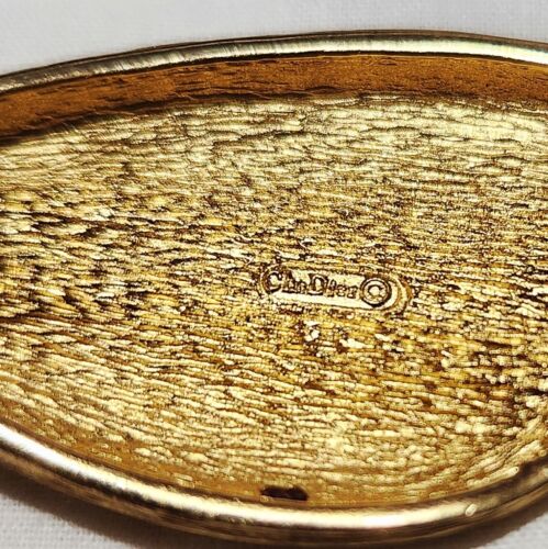 Vintage Signed Christian Dior Brushed Leaf Crystal Brooch - Picture 9 of 10