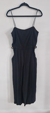 Sass & Bide Black Cropped Jumpsuit UK 10 Wide Leg Strappy Stepping Stones 