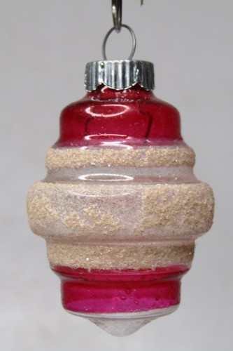 VTG Unsilvered Glass Mica TORNADO DROP Mini Christmas Ornament Shiny Brite RED - Picture 3 of 6