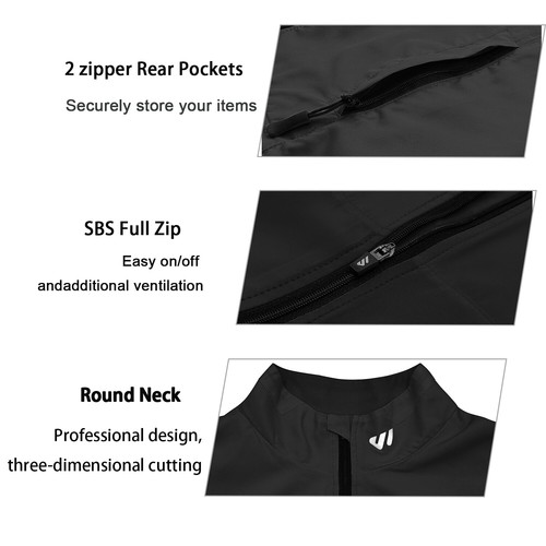 Wulibike Men's Cycling Jacket Packable Windbreaker Lightweight Quick Dry - Picture 4 of 17