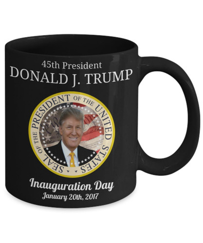 Donald J Trump 45th President Inauguration Day Black Mug Coffee Tea Cocoa Cup 11 - Picture 2 of 7