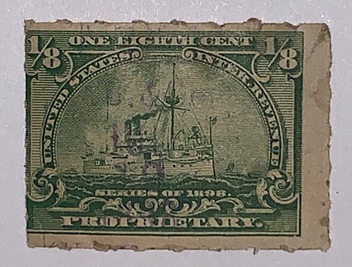 Travelstamps: 1898 US Revenue Stamps Scott #RB20 Proprietary Tax 1/8c Used OG - Picture 5 of 5