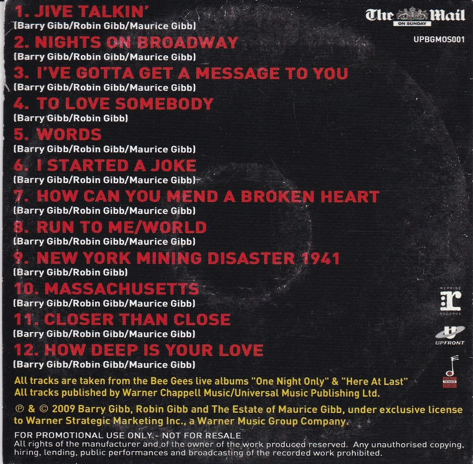 BEE GEES Live ( THE MAIL ON SUNDAY Newspaper CD ) - Bild 2 von 3