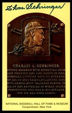 Charles Gehringer Hall of Fame HOF Plaque Postcard Auto Autograph JSA *d2