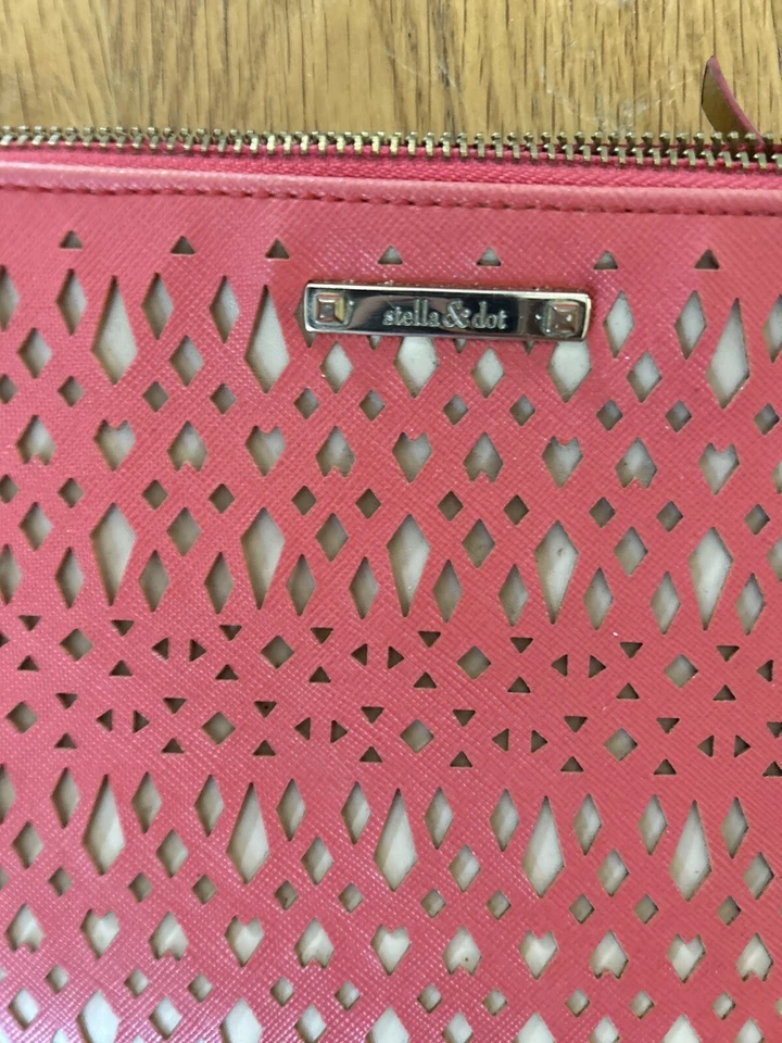 Stella & Dot Double Clutch Coral Laser Cutout Wallet Clutch Resort - Image 2 of 4