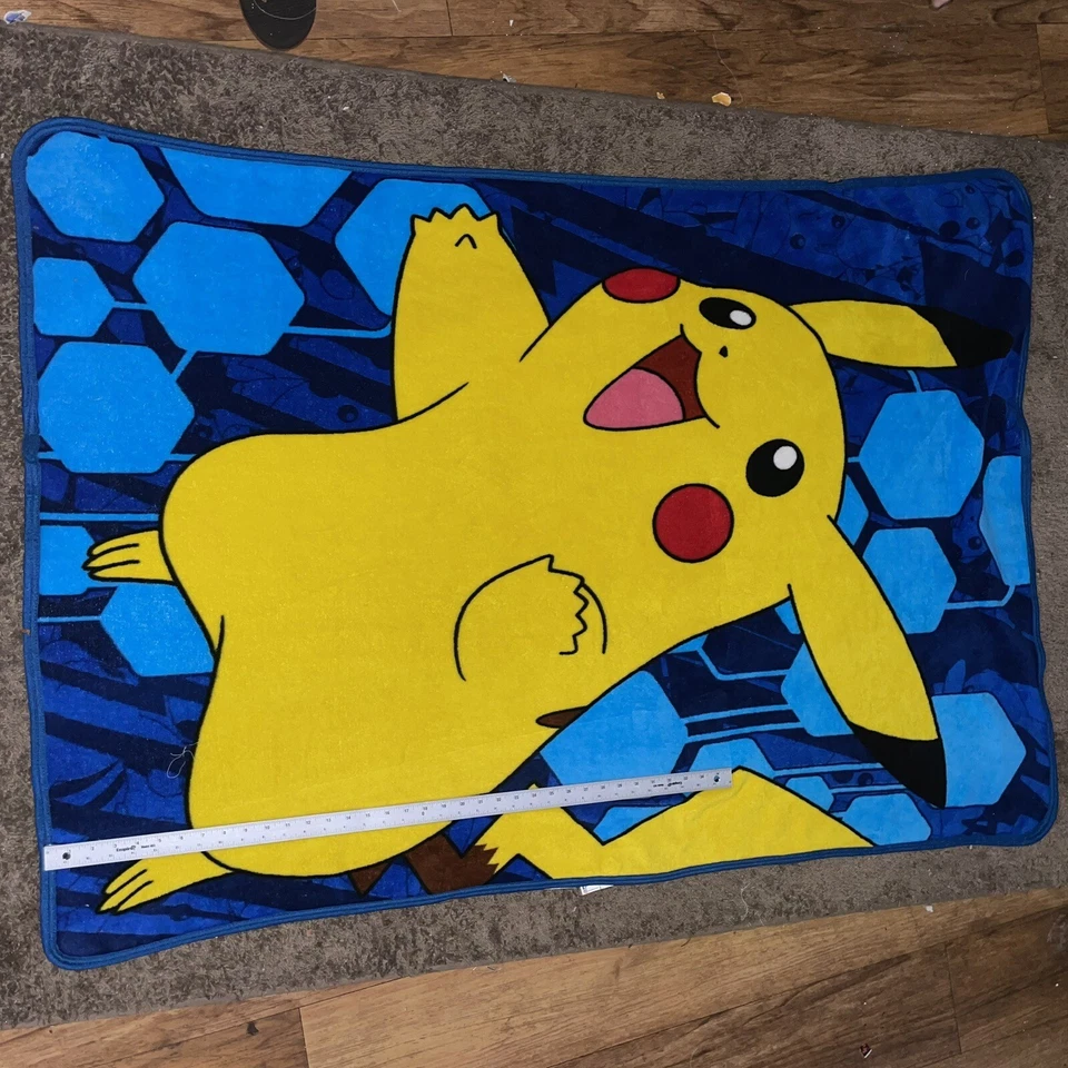 Vintage Pokemon Blanket Throw Northwest Compan Jumping Pikachu - Image 2 of 4