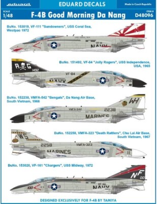 Eduard 1/48 Decal Mega Set F-4B Good Morning Da Nang D48096 5 Options (Tamiya)