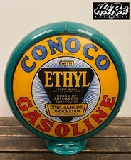 CONOCO ETHYL Reproduction 13.5" Gas Pump Globe - (Green Body)