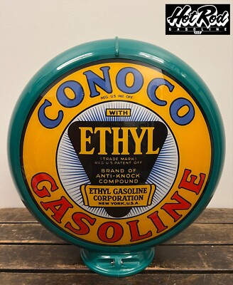 CONOCO ETHYL Reproduction 13.5'' Gas Pump Globe - (Green Body)