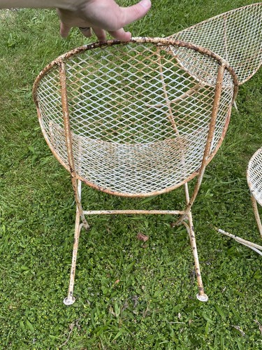 Vintage SALTERINI Orange Slice Clam Shell Patio Set MCM TEMPESTINI Wrought Iron - Picture 4 of 24