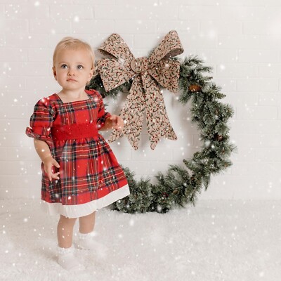 Tartan Baby Girl Xmas Dresses Uk Toddler Girls Red Tartan Puff