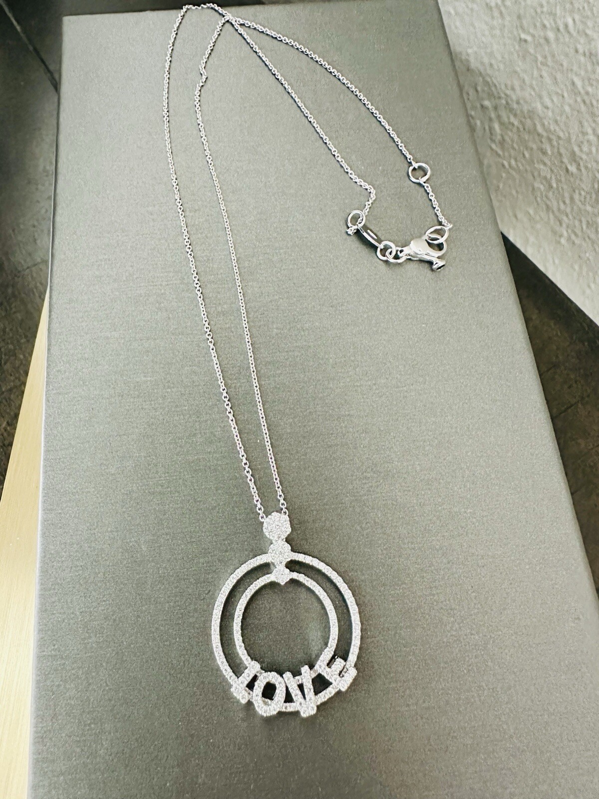 Hulchi Belluni 18k White Gold & Diamond LOVE Necklace ~ Stunning 😍 - Image 3