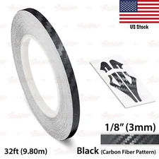 1/8" Roll Vinyl Pinstriping Pin Stripe Line Tape Sticker 3mm CARBON FIBER BLACK