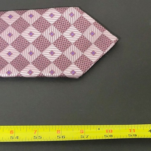 Ermenegildo Zegna Tie Mens Pink Check Silk Made In Italy - Picture 10 of 11