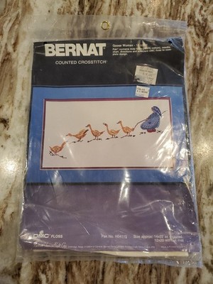 Vintage Bernat Counted Cross Stitch Kit ''Goose Woman''