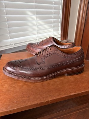 WORN 3x ANTIQUE EDGE| ALDEN 10.5D BROWN CALFSKIN LONGWING LWB DRESS SHOES 10.5 D
