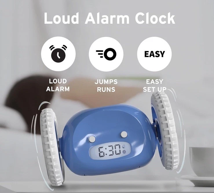Clocky Alarm Clock on Wheels Rare Clocky Blue Color Runs and Hides - Image 2 of 4