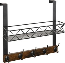 Over The Door Hooks Organizer W/ Basket Over The Door Towel Rack W/ 5 Metal