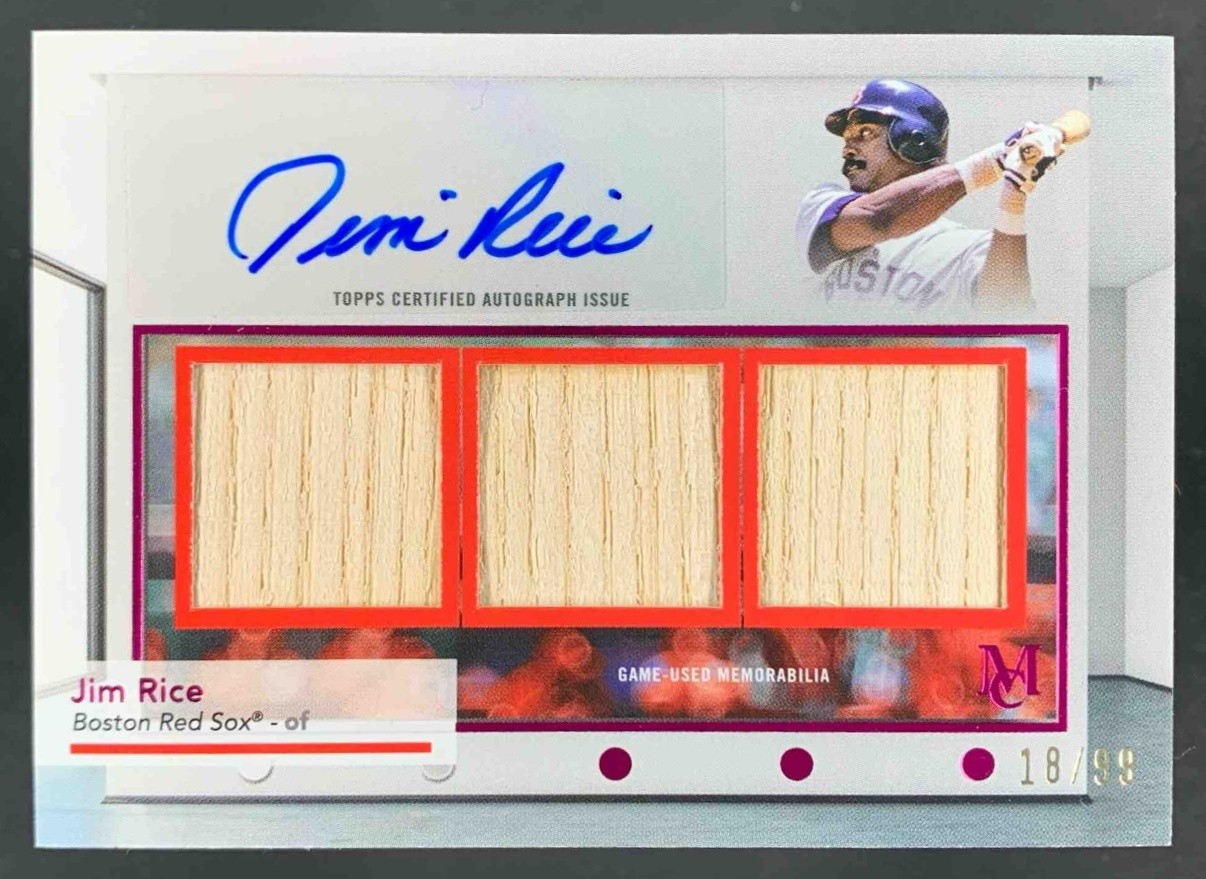 Jim Rice 2024 Topps Museum Signature Swatches Triple Bat Relic Auto Patch /99 view 1