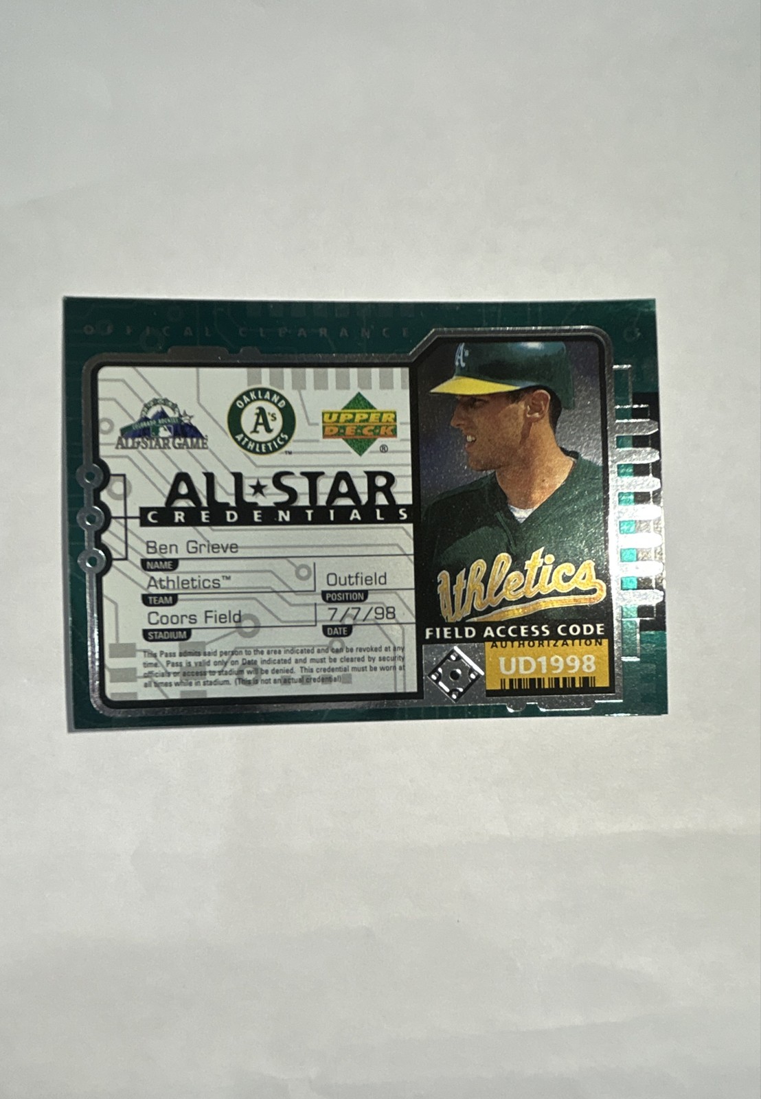 1998 Upper Deck - All-Star Credentials Ben Grieve #AS3