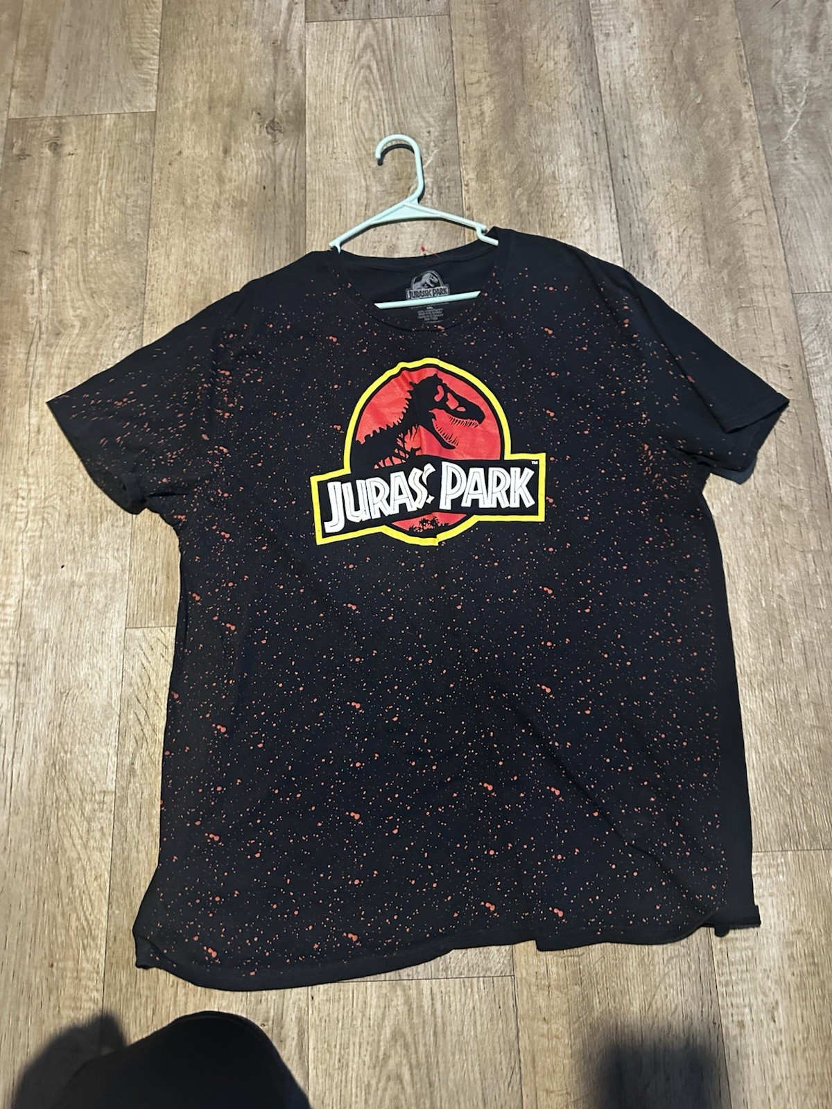 Jurassic Park Shirt Adult 3XL Black Crew Neck Logo Red Speckle Tee Mens XXXL