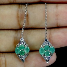 925 Sterling Silver Earrings Oval Emerald 4x3mm Tanzanite Gemstone Jewelry