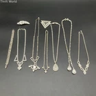 Vintage Mid-Century Rhinestone Costume Jewelry Lot 9pc Necklaces Bracelet Clips